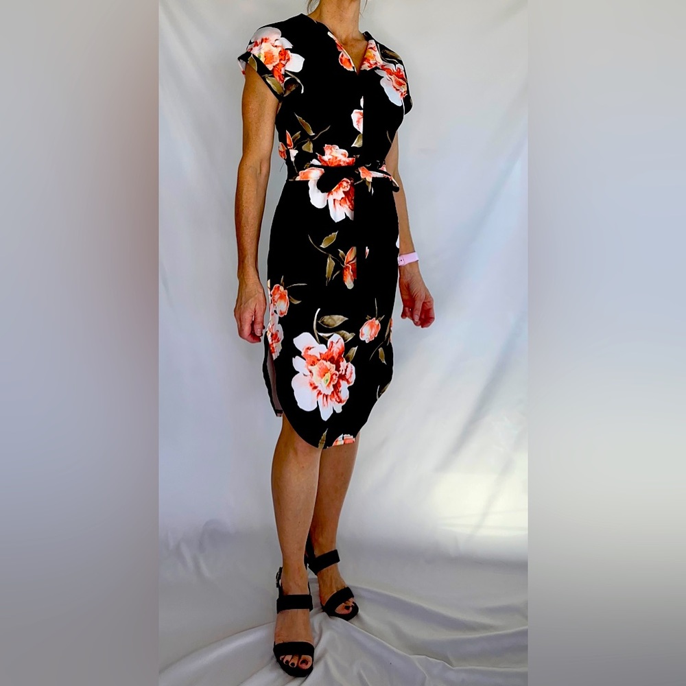 Black and Pink Floral Dress -New